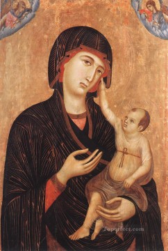 Duccio Painting - Virgen con el Niño y dos ángeles Crévole Madonna Escuela de Siena Duccio